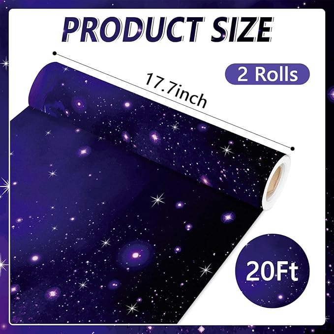 Qyeahkj 2 Rolls Starry Night Bulletin Board Paper Roll Outer Space Bulletin Board Background Paper Fade Resistant Classroom Decoration Poster Art Craft Home Wall Education Decoration Supplies 17.7in x