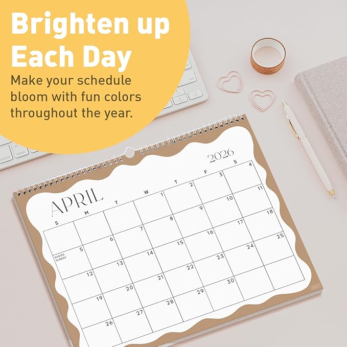 S&O Soft Seasons Wall Calendar from January 2026-June 2027 - Tear-Off Monthly Calendar - 18 Month Academic Wall Planner - Hanging Organizer to Track Anniversaries & Appointments - 13.5"x10.5”in
