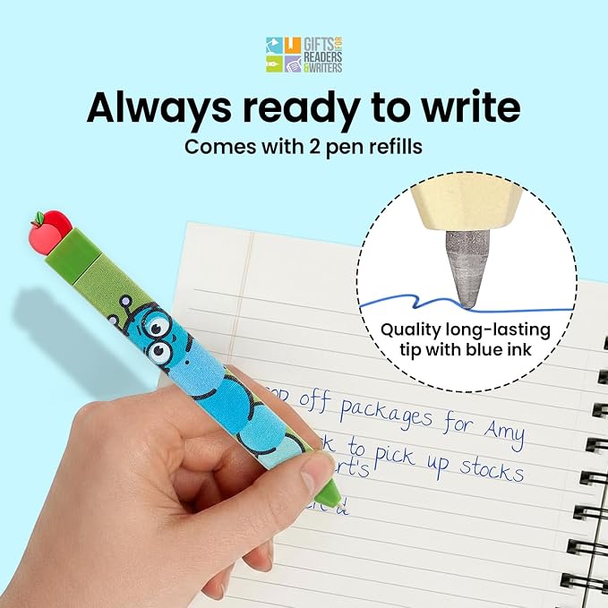 Gifts for Readers & Writers Pen Bookmark, Page Marker & Flat Writing Pen for Journal Notebook & Planner, Penmark Reading Accessory for Making Book Annotations, Bookworm