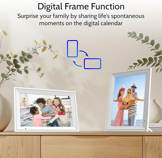 Digital Calendar 10.1'' Electronic Calendar for Family Schedules, WiFi Smart Calendar Built-in 32GB Memory, 1280 * 800 IPS HD Touchscreen Interactive Family Planner & Meal Planner-White