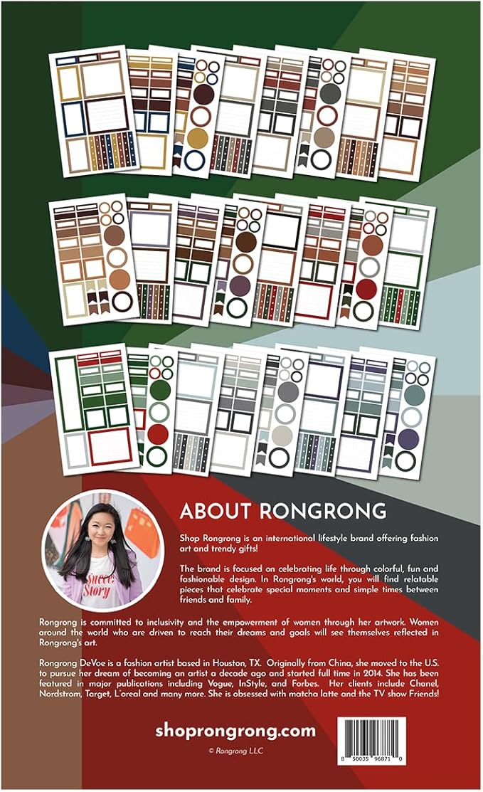Rongrong Planner Stickers Book Fall Winter Functional Box Theme for Calendars, Journals Elevate Your Planner's Functionality Scrapbook Accessories 24 Pages