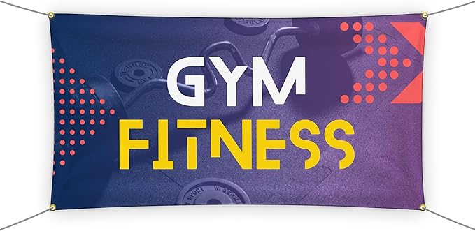 Gym Fitness Large Banners and Signs for Outdoor by Mavis Printing-Polyester Banner with 4 Holes for Easy Hang Indoor & Outdoor|4x1 Feet HD Print Sign to Promote Church| Made in USA