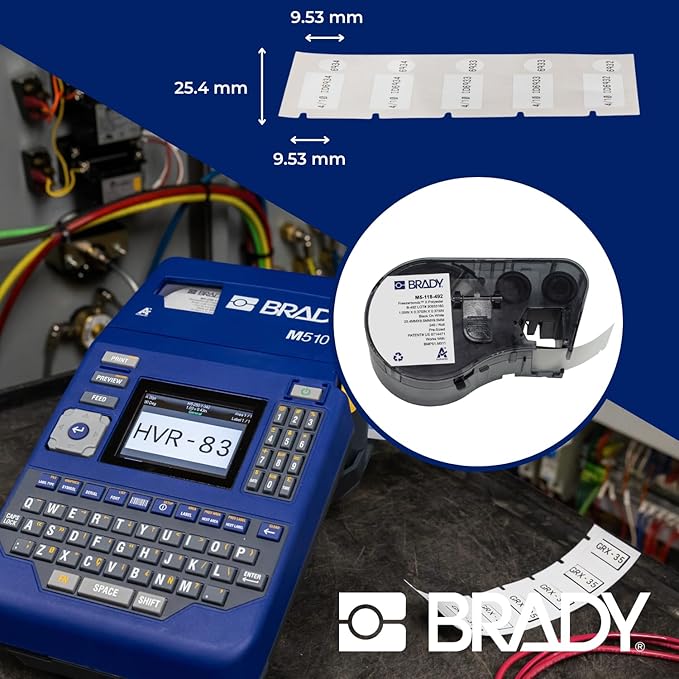 Brady Authentic (M5-118-492) FreezerBondz™ Ultra-Thin Cryogenic Polyester LBL .375 x 1 x .375Dia Black on White, 240 Labels. for use with The BMP51 and M511 Label Printers