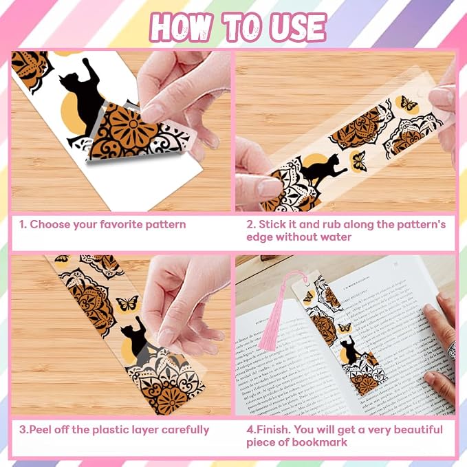 Peacoblue 30pcs UV DTF Bookmarks Transfer Stickers Wraps Retro Pattern for Women Men Reading, Waterproof Bookmarkers Decal(No Blank Bookmarks) for Acrylic Plastic Metal Blank Bookmark