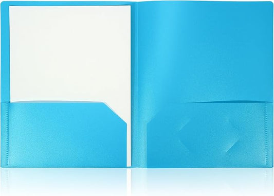 1 Pcs Heavy Duty Plastic Folders 2 Pocket File Folder Fit Letter Size for Home Office School Communication Presentation Report Sheet Protectors (Blue)