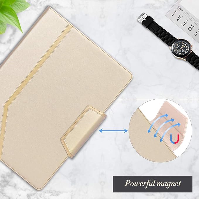 Toplive Padfolio Portfolio Case, Executive Business Padfolio with Document Sleeve, Letter/A4 Size Clipboard, Business Card Holders, Portfolio for Women & Men, Matte Gold