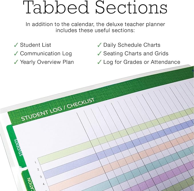 DELUXE TEACHER PLANNER Aug 2026-Jul 2027 8.5x11 Daily Weekly Monthly Organizers with 7 Periods, Pocket Folder, Dated Calendar, Page Tabs, Bookmark and Planning Stickers (Watercolor Butterflies)