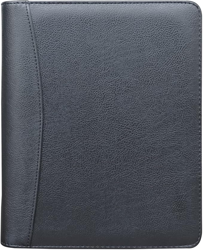 Fan&Ran Zipper Planner Organizer, Undated Starter Set Simulated Leather Cover, 6-Ring Binder, A5, Black