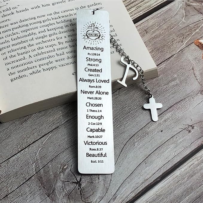 Bible Bookmark for Women Book Lovers Sister Christian Book Marker Gifts for Reader Teens Girls Baptism Birthday Christmas Gift for Coworker Students Bookish Easter Gifts (Silver-T)