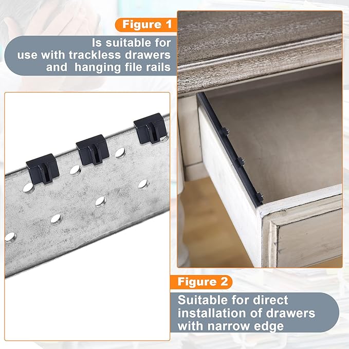 20 Pieces Hanging File Rail Clips Specialty Storage Black File Folder Plastic Rail Clip, Plastic Folder for Wood Drawers, Keep Your Folders Neat and Organized