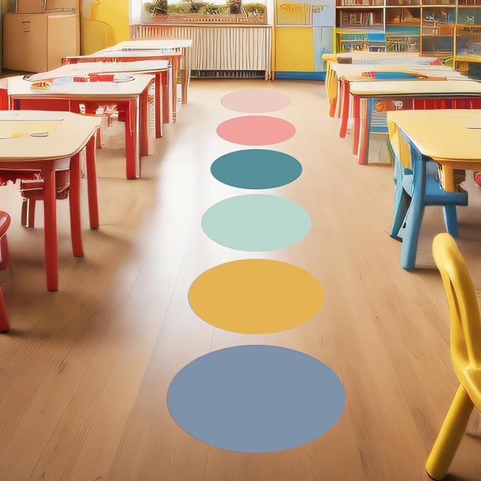 Lincia 12 Pack Colorful Erase Dots Circles 10.5 Inch Removable Vinyl Spot Dry Erase Desktop Writing Spots Set for 100th Day of School Classroom Table Teacher Students Home Desk Wall (Fresh Colors)