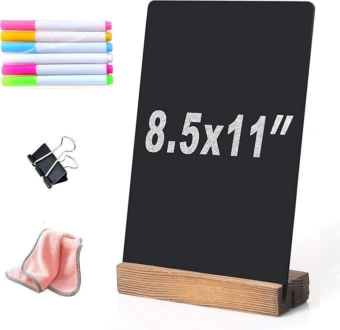 Chalkboard Sign - 8.7x12 in Decorative Family Message Board with Base