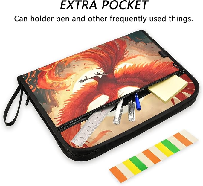 Beautiful Phoenix Accordion File Organizer Expanding Document Folder with 13 Pockets Portable File Folder for A4 Letter Size