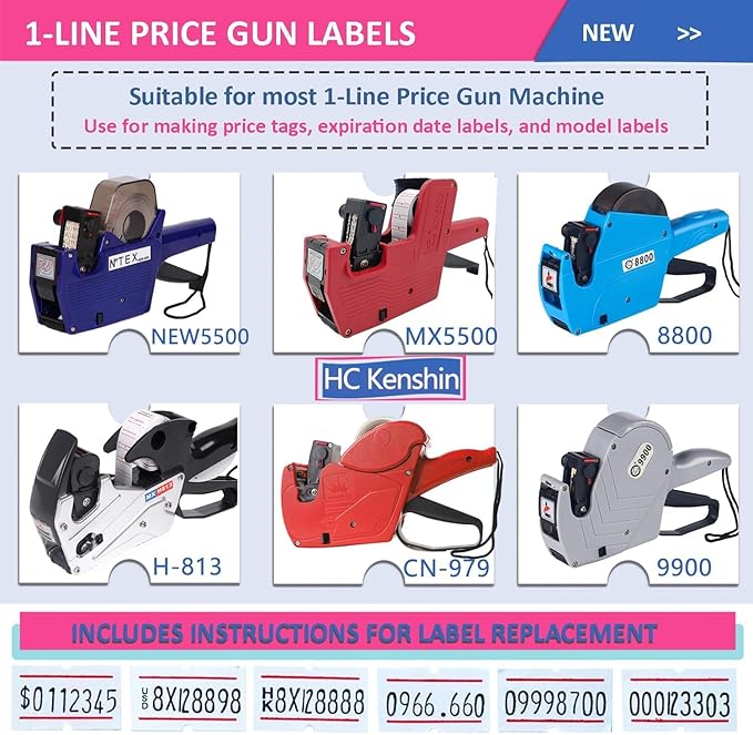 40 Rolls of Price Labels - 20,000 Blank Tags, 1-Line 8-Bit Pricing Labels for Retail. Compatible with MX5500, NEW5500, CN-979 and More 1-Line Pricing Gun Machines. Color: White