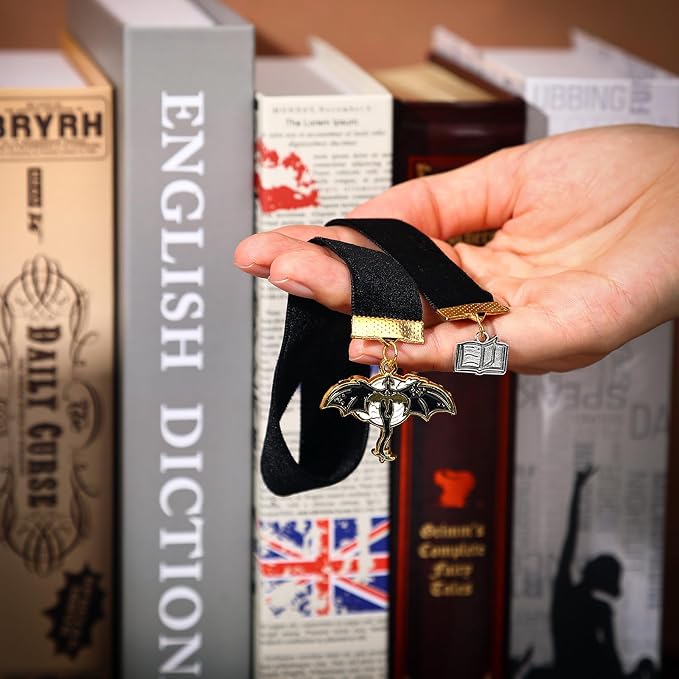 Vintage Witchy Fourth Wing Bookmark with Dragon Pendant, 4th Wing Wicked Ribbon Bookmarks Accessories, Gifts for for Reading Women, Men, Book Lovers, Girls, Teens, Teachers and Students