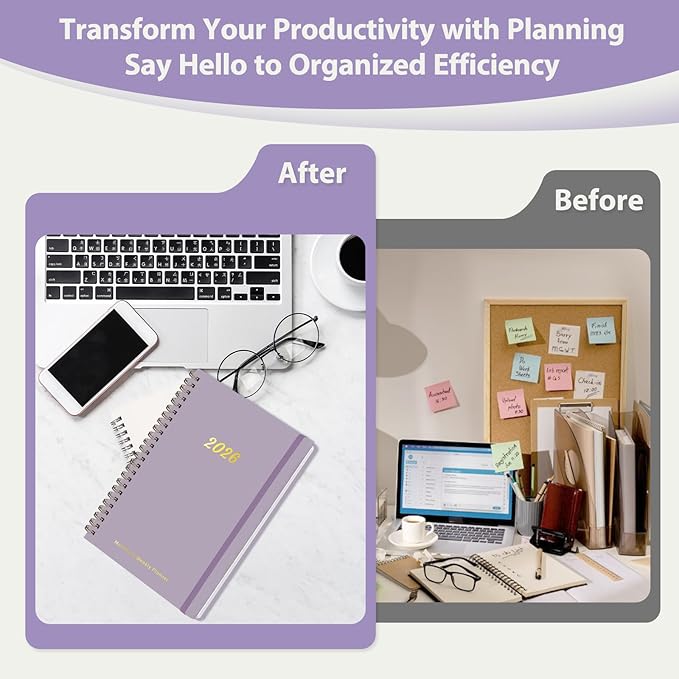 2026 Planner, Weekly and Monthly Calendar Planning Agenda, Jan 2026 - Dec 2026, Academic Planner Book, Desk Accessories and Office Supplies for women & men - A5 (6.3'' x 8.5'')