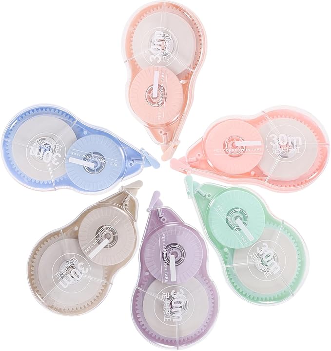 CALLARON 6pcs Correction Tape Adhesive 180m Portable Small Student School Stationery Office Supplies for Exam Error Correction