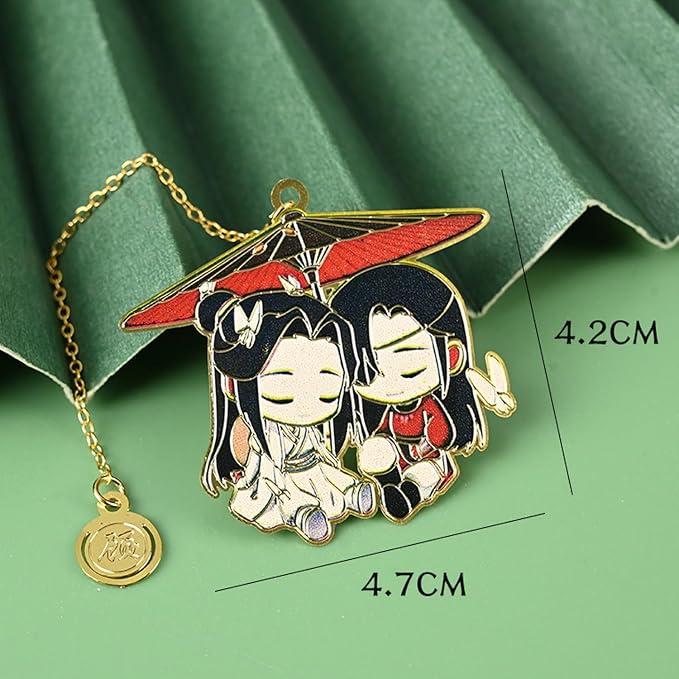 Heaven Blessing Bookmark Set Hua Cheng Xie Lian Acrylic Stand Decoration Anime Keychains Cosplay Accessory Pins with Stickers 16 Pcs