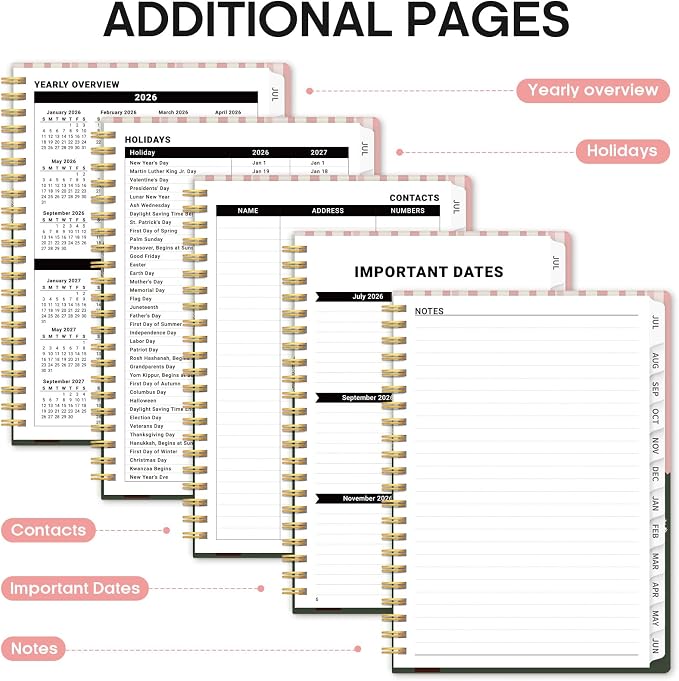 Planner 2026–2027, Weekly & Monthly Academic Organizer for School Year, Jul 2026–Jun 2027, Hardcover Planner with Tabs, Back to School Essential, 6.3" x 8.5", Petite Street