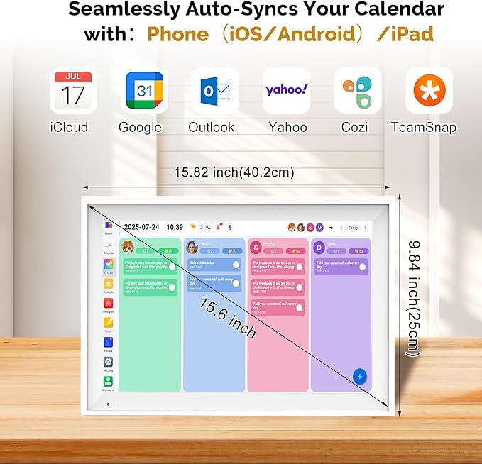 15.6 Inch Digital Calendar Wall Touch Screen, 64GB Electronic Calendar Wall Planner & Chore Chart, Touchscreen Family Organizer for Schedules,Wall and Desk Mountable,Gifts for Women Men Mom Dad