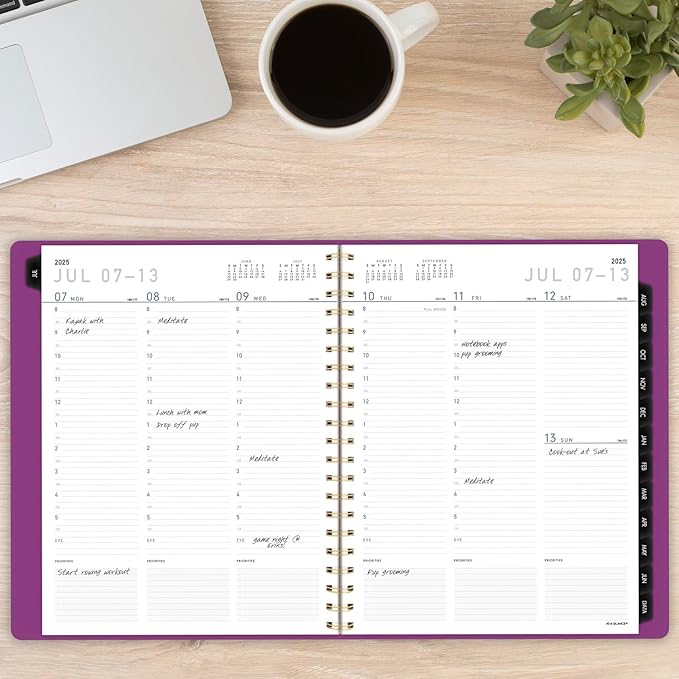 AT-A-GLANCE Planner 2025-2026 Academic, Weekly & Monthly, Half-Hourly Appointment Book, 8-1/4" x 11", Large, Monthly Tabs, Flexible Cover, Contemporary, Purple (70957X18)