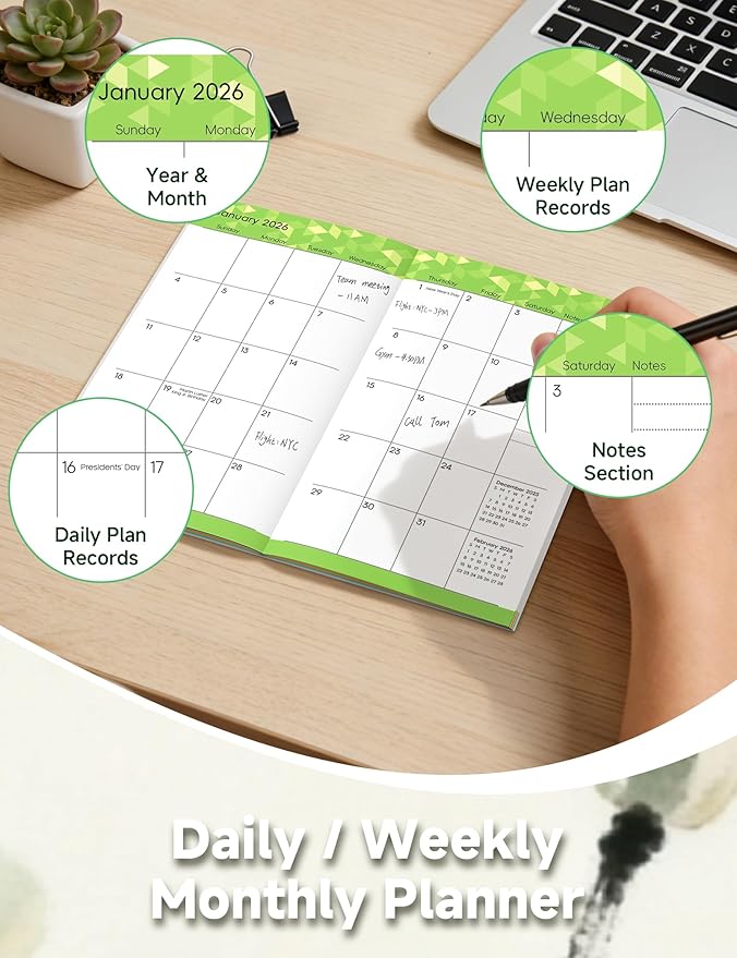 Pocket Calendar 2026-2028 Animal Series, Monthly Planner Jan 2026 to Jul 2028 (3.7" x 6.7") Perfect Purse Calendar, Pocket Agenda with Protective Plastic Sleeve- Koi Cat