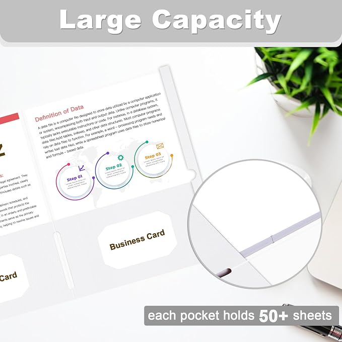 Folders with Pockets, LAYZZ 30 Pack Paper Pocket Folders, 2 Pocket File folders Fits Letter Size Paper, for School Office and Home (White)