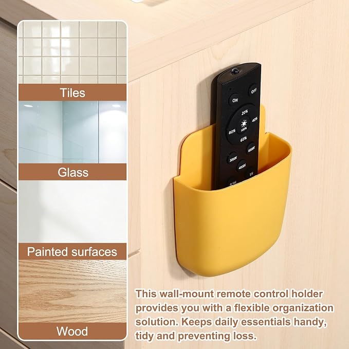 PATIKIL 2Pcs Remote Control Holder Wall Mount, Self-Adhesive TV Air Conditioner Control Holder Phone Charging Organizer for Home Office Bedroom Supply Pen Organizer, White