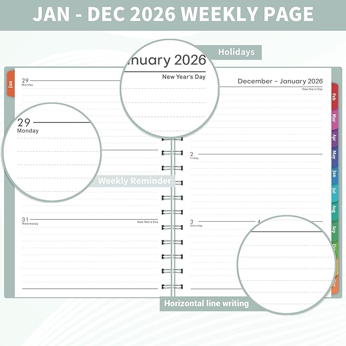 2026-2027 Planner - 2026 Planner Weekly and Monthly from Now - Dec. 2026, Calendar Planners 2026 with Monthly Tabs, Inner Pocket, 8.5" x 6.4"