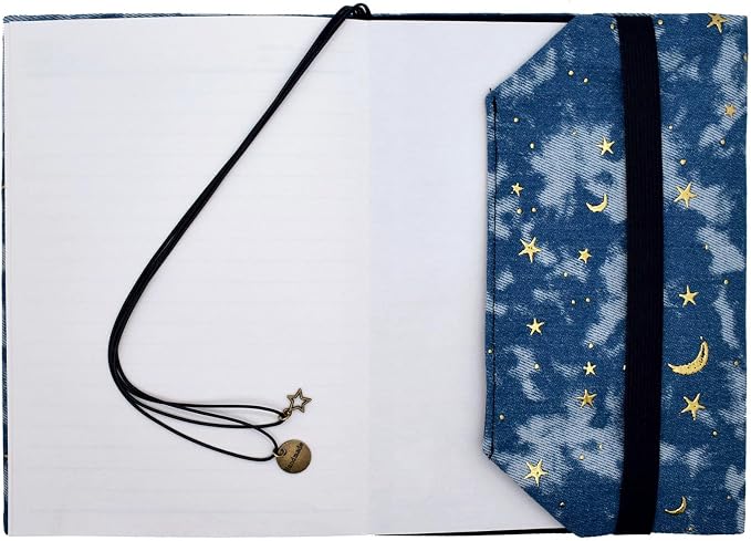 BLBMH A5 Journal Cover | Non-Stretch Fabric Notebook Sleeve with Bookmark, Handmade 5.5x8.3 Washable Privacy Protector for Paperback Bible Hardcover, Gift for Women - Denim