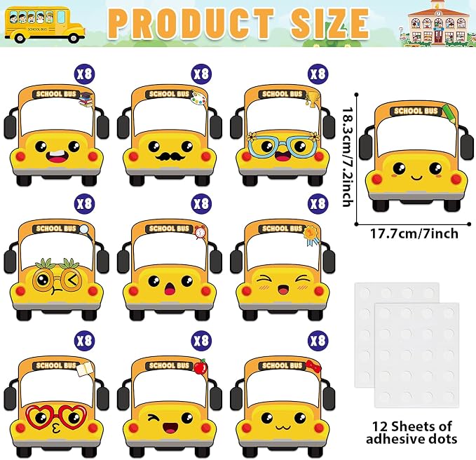 gisgfim 80Pcs School Bus Cutouts Back to School Decorations Bulletin Board Yellow Bus Paper Cut-Outs Classroom Decor for Boy Girl DIY Craft Photo Wall Door Kindergarten Preschool Party Favor Supply