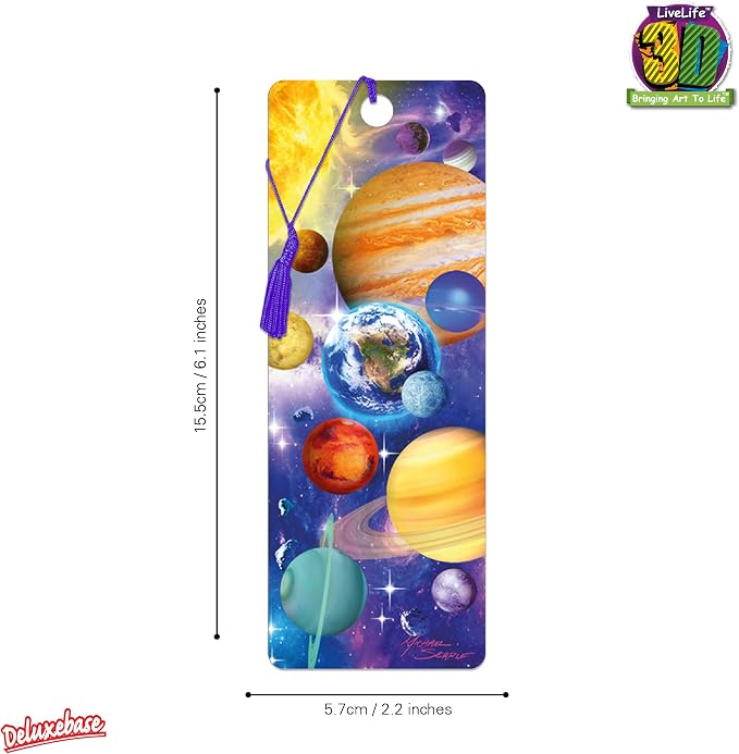 3D LiveLife Bookmark - Space Odyssey from Deluxebase. Cute Lenticular Planet Page Marker. Astronomy Themed Accessories for Book Lovers. Small Gifts for Men, Women, Writers and Teachers.