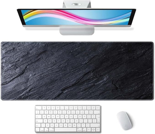 Black Grey Slate Large Gaming Mouse Pad,Mouse Pad Gaming 31.5 x 11.8 in Mouse Mat Desk Pad,Large Desk Mat,Extended Keyboard Mousepad with Non-Slip Base and Stitched Edge for Desk Home Office