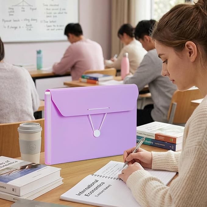 Comix Accordion File Organizer, 13 Pocket Expanding File Floder with Labels for A4/Letter Size Documents, Accordion File Folder for Office, Home, School（Purple）