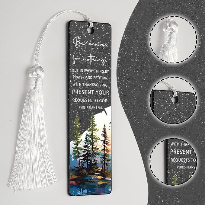 Christian Peace - Encouraging Bookmark, Inspirational Gift for Believers, Uplifting Gift for Spiritual Readers, Spiritual Bookish Present, Unique Forest & Scripture Design Bookmark, WCB76