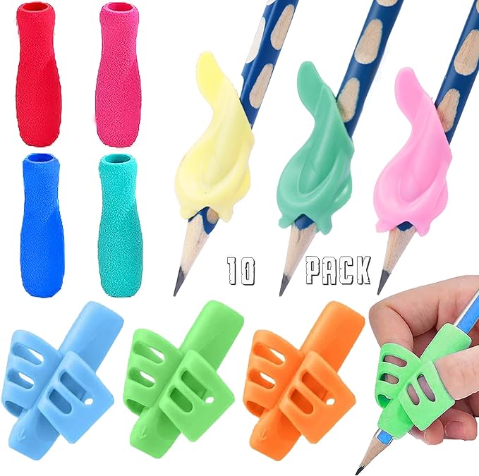 10 Pack Pencil Grips for Kids Handwriting,Pencil Gripper Holder Posture Correction for Preschooler Training, Pen Writing Aid Tool for Kids Preschools Students