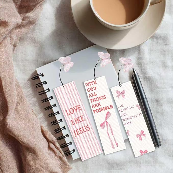 Pink Bow Diamond Art Bookmarks for Adults, Pink Bow Diamond Painting Bookmarks with Pendant, 5d Gem Art, Acrylic Bookmark Easy DIY Crafts for Books Decor Gift