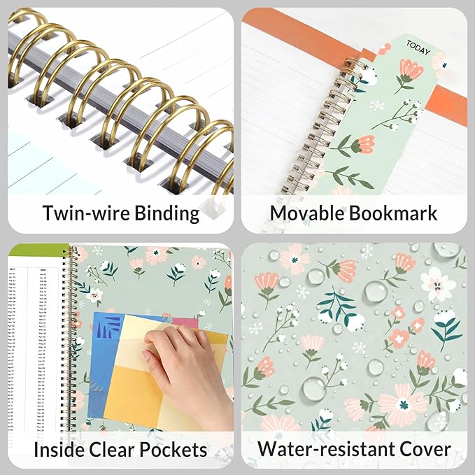 SUNEE Teacher Planner 2026-2027 Academic Year, Lite Lesson Planner Book with 7 Periods Jul 2026 - Jun 2027, 8.5"x11" Daily Weekly and Monthly Organizers, Plan Book with Pocket, Color Tabs, Wildflower