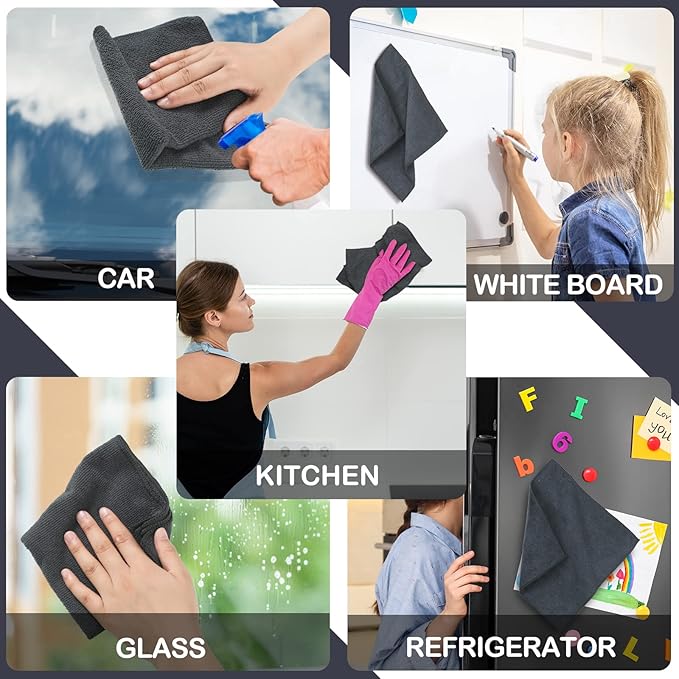Gerrii 16 Pcs Magnetic Cleaning Cloth Dry Erasers for White Boards Compatible with Most Whiteboards Reusable Microfiber Cloth Whiteboard Eraser for Screens(Dark Gray)