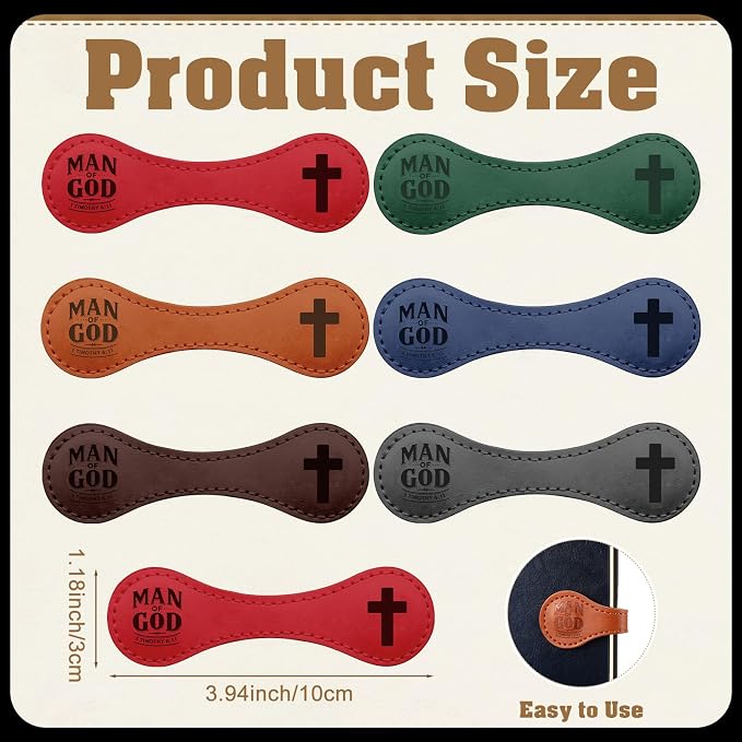 Colarr 20 Sets Christian Gifts for Men, Man of God Magnetic Leather Bookmarks with Bible Verse Cards & OPP Bags, Religious Gifts for Father's Day, Church, Pastor, Priest, BibleStudy (Vintage Magnetic)
