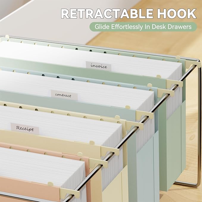 Legal Size Plastic Hanging File Folders Extra Capacity,3" Pastel Expanding Pocket,Legal Expandable Large Hanging Folder with Tabs,Heavy Duty Filing Cabinet Folders for Bulky Files,6 Pack