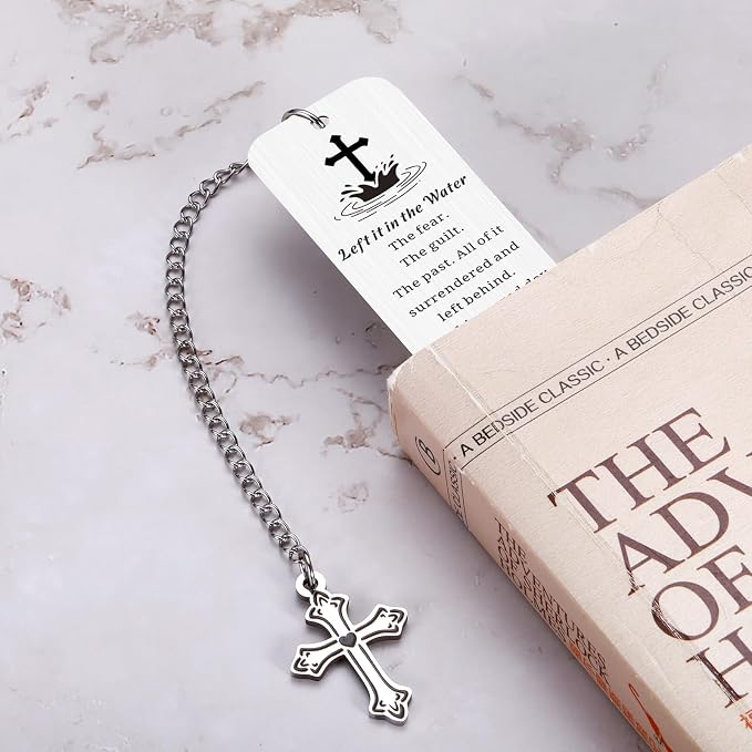 Adult Baptism Gifts for Women Men, Bulk Christian Baptism Gifts for Girls Boys, Left It in the Water Baptism Bookmark, College Dorm Room Essentials, Confirmation Gift First Communion Faith Bookmark