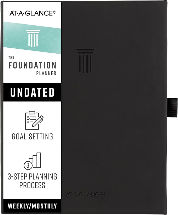 AT-A-GLANCE Foundation Planner, Undated Inspiration Journal, Set Goals, Track Progress, Create Habits, Weekly & Monthly, Small, 5-3/4" x 8-1/4", Black (FD-200-05)
