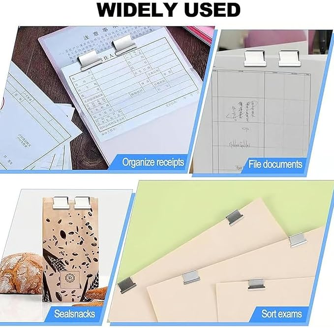 Clam Clip Dispenser - 50 Reusable Binders, Stackable Design, Punch Free Stapler, Reusable Push Stapler | Binder Clips Suitable for Home, School, Desk, and Office