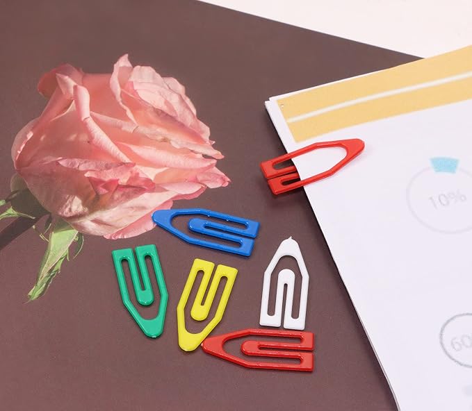 Tupalizy 50PCS Plastic Paper Clips Bookmarks Smooth Colored Paperclip Clamp for Scrapbooking Planners Notebook Travel Photos Documents Crafts Teachers School Home Office Supplies,25mm, Boat Shape