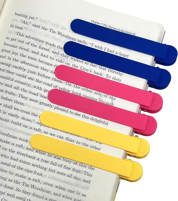 6Pcs Automatic Bookmark, Silicone Smart Book Marks for Reading Women, Men, Kids,Cute Unique Book Markers Bookmark Clip Reading Accessories Gifts for Book Lovers