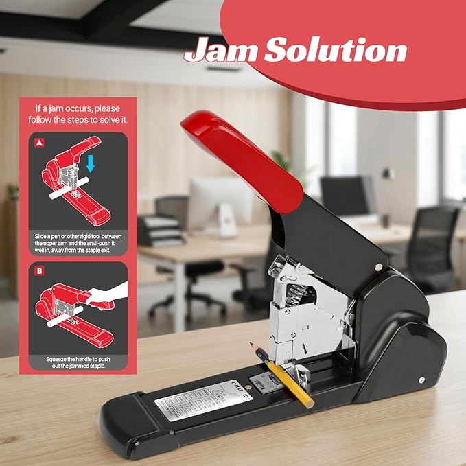 AFMAT Heavy Duty Stapler, 210 Sheet Staplers for Desk with 7000 Staples, Jam-Free, 50000+ Uses, 60% Reduced Effort, Easy Reload, Adjustable Paper Guide, Large Metal Manual Office Staplers, ES15