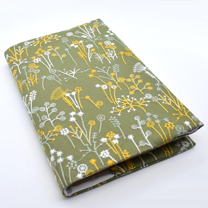 BLBMH 5.5x8.5 Fabric Bible Cover Non-Stretch | Built-in Bookmark | Handmade Washable Book Sleeve for Paperback Journal Privacy Reading Gift for Women - Spring