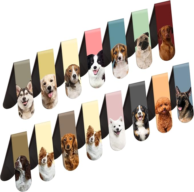 Magnetic Bookmarks - 15PCS Cute Magnet Bookmark Clips for Women, Men, Kids & Teachers - Pet Dogs Design