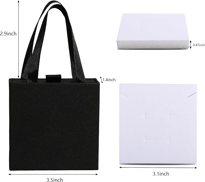 40 pcs paper boxes 9 x 9 x 3.5 cm, black luxury gift storage, jewelry gift storage box for earrings necklaces bracelets rings